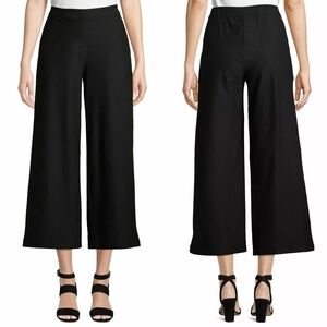 Michael Michael Kors Black Jersey High Rise Side-Zip Ankle Cropped Wide Leg Pant
